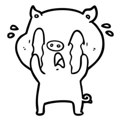 crying pig cartoon