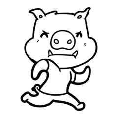 angry cartoon pig running