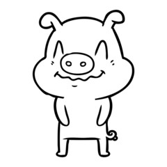 Obraz na płótnie Canvas nervous cartoon pig
