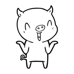 happy cartoon pig