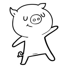 happy cartoon pig waving