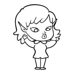 pretty cartoon elf girl