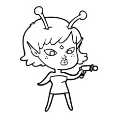 pretty cartoon alien girl