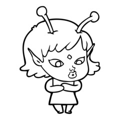 pretty cartoon alien girl