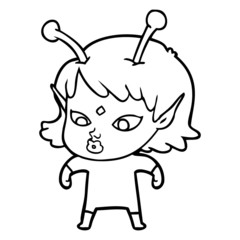 pretty cartoon alien girl