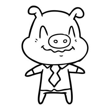 nervous cartoon pig boss
