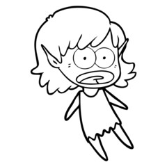 cartoon shocked elf girl flying