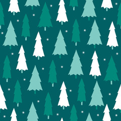 Christmas seamless pattern with fir trees