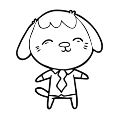 happy cartoon office worker dog