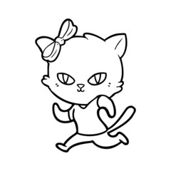 cute cartoon cat jogging