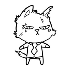 tough cartoon cat in shirt and tie