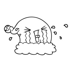 cartoon christmas hat crying