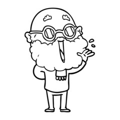 cartoon joyful man with beard