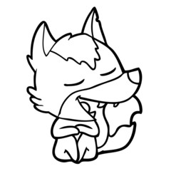 cartoon wolf sitting laughing