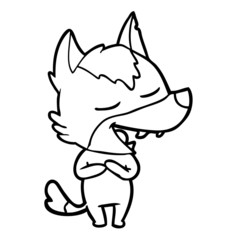 cartoon wolf laughing