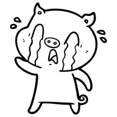 crying pig cartoon