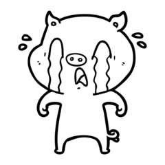 crying pig cartoon
