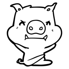 angry cartoon pig throwing tantrum