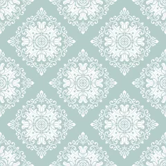 Fotobehang Orient vector classic pattern. Seamless abstract background with vintage elements. Orient light blue and white background © Fine Art Studio