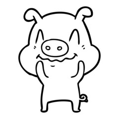 nervous cartoon pig