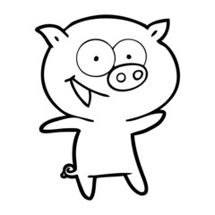 cheerful pig cartoon