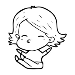 cartoon woman sitting