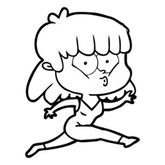 cartoon woman running