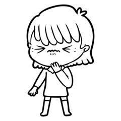 cartoon girl regretting a mistake