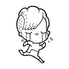cartoon crying girl wearing space clothes