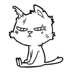 tough cartoon cat sitting