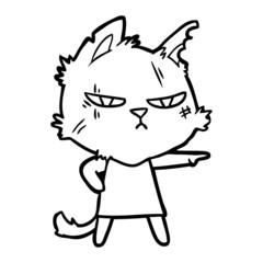 tough cartoon cat girl pointing