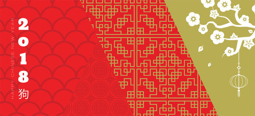 happy chinese new year. chinese banner with traditional patterns