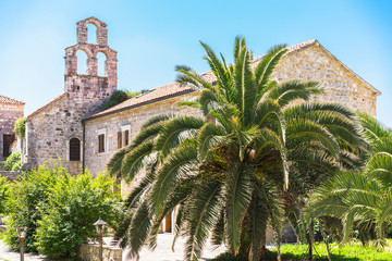 Fototapeta na wymiar Church of Holy Virgin Mary in center of old town Budva, Montenegro