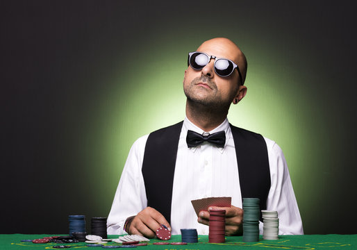 Pensive Poker player at the table