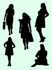 Plus size woman gesture silhouette 02. Good use for symbol, logo, web icon, mascot, sign, or any design you want.
