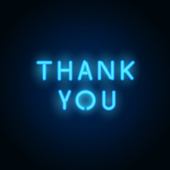 Neon thank you. Vector realistic neon letters