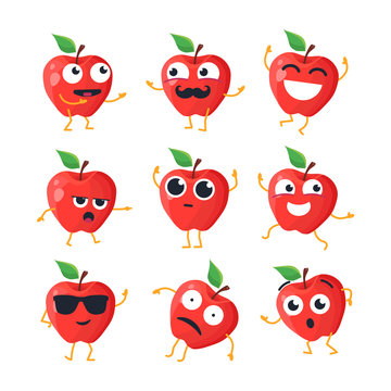 Funny apples - vector isolated cartoon emoticons