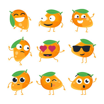 Funny mango - vector isolated cartoon emoticons