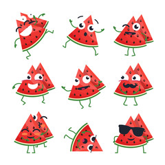 Funny watermelon - vector isolated cartoon emoticons