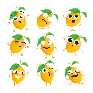 Funny lemon - vector isolated cartoon emoticons