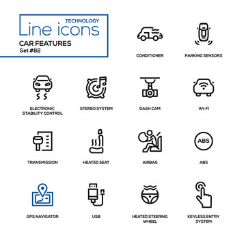 Car features - line design icons set