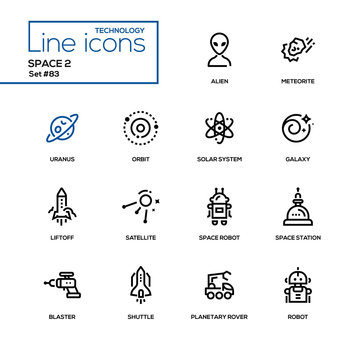 Space concept - line design icons set