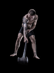 MMA fighter with hammer isolated