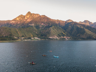 San Juan La Laguna, Lake Atitlan, Guatemala - November 4, 2017: Fisherman on the Lake Atitlan