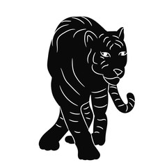 vector, isolated silhouette tiger is coming