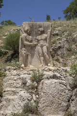 Obraz premium Arsemia Antique City ADIYAMAN, TURKEY - MAY 27, 2017: Greek inscriptions on Mount Nemrut in Adiyaman 