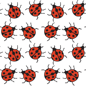 Seamless Pattern with Red Ladybugs