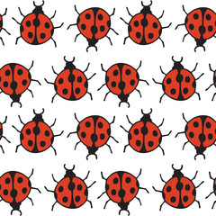 Seamless Pattern with Red Ladybugs