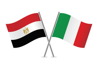 Egypt and Italy flags. Vector illustration.
