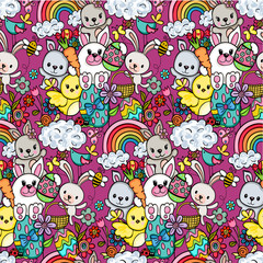 Fototapeta premium Easter colorful seamless background 